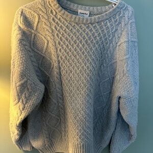 Sunday Best Light Gray Cable Knit Sweater